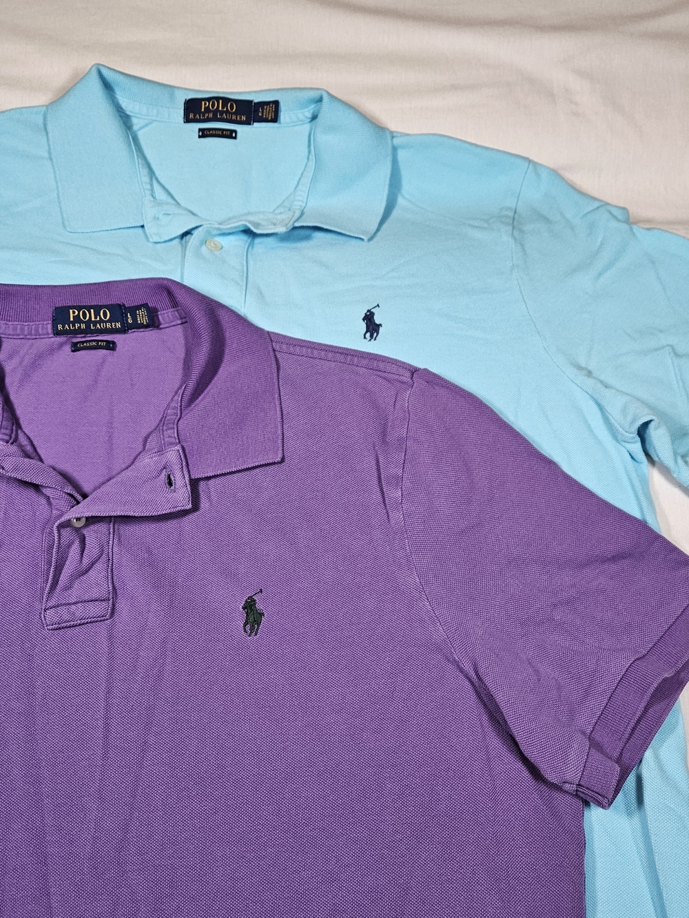 [Lot of 2] Polo Ralph Lauren Men's Polo Large Classic Fit Light Blue/Purple